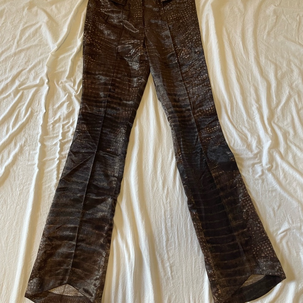 John Galliano Textured Brown Pants